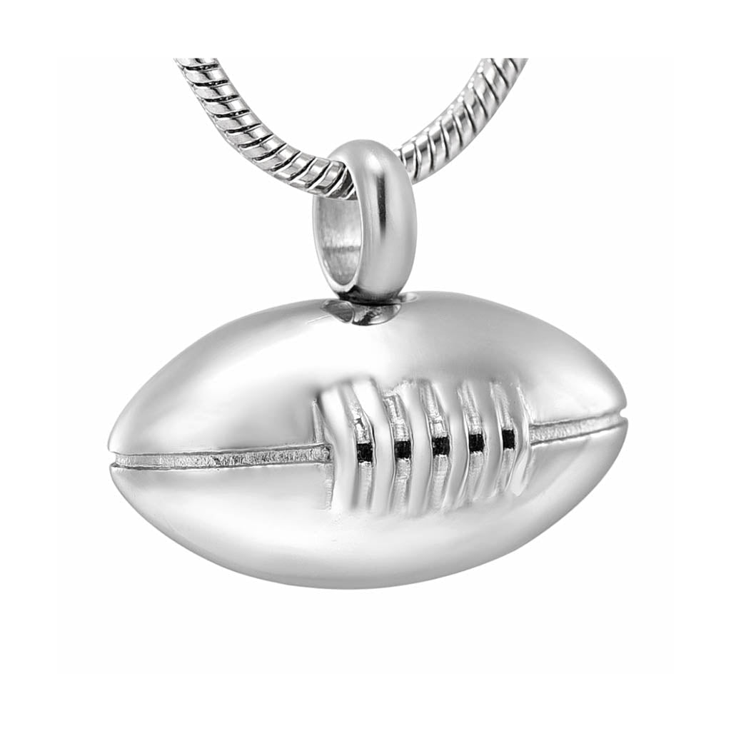 J-1613 - Football - Silver-tone - Pendant with Chain