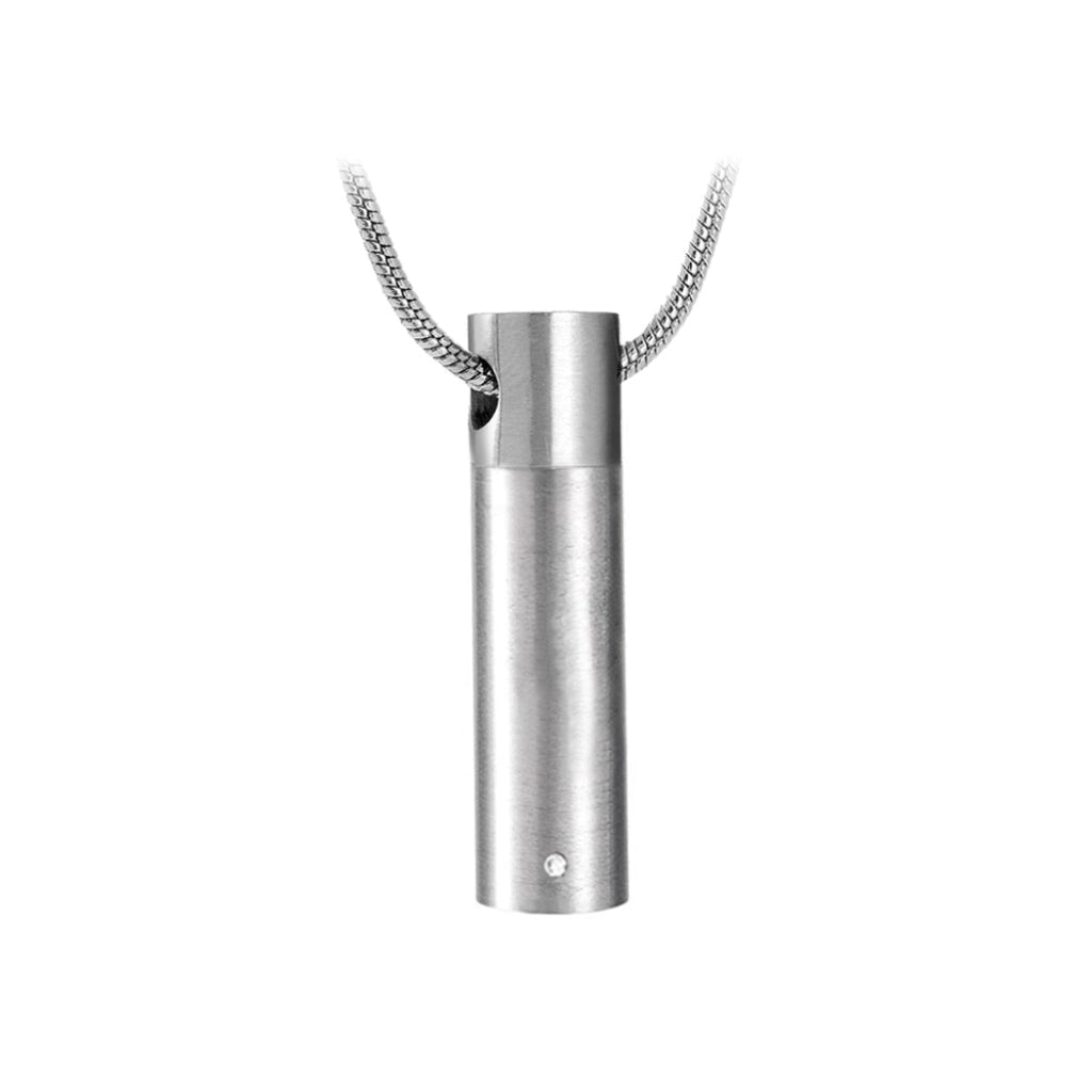 J-201 - Cylinder with Crystal Accent - Pendant with Chain