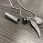 J-206 -  Silver-tone Cylinder with Angel Wing and Crystal Heart - Pendant with Chain