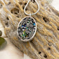 J-2108 - Oval with abalone and silver-tone flowers detail - Pendant with Chain