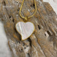 J-214 - Gold-tone Heart with Mother of Pearl Surface - Pendant with Chain