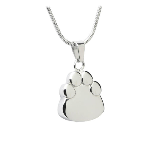 J-2203 - Paw Print -Silver-tone- Pendant with Chain