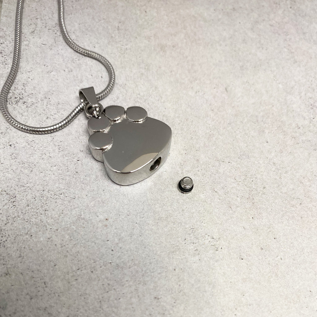 J-2203 - Paw Print -Silver-tone- Pendant with Chain