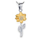 J-2312 - Flower with Clear Stones - Silver-tone - Pendant with Chain