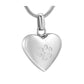 J-455 - Etched Paw Print Heart - Silver-tone - Pendant with Chain