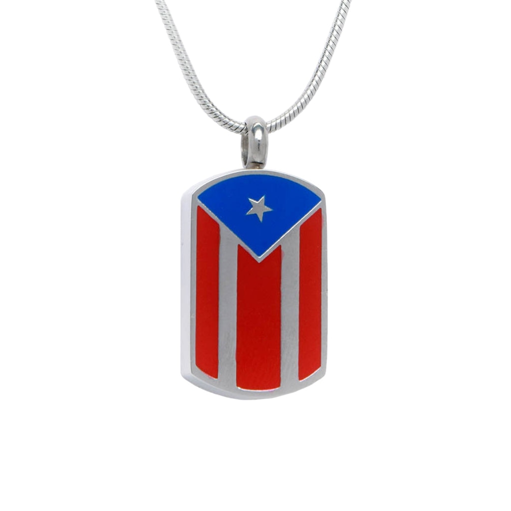 J-471 Puerto Rican Flag Tag - Pendant with Chain