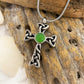 J-601 - Celtic Cross with Green Stone - Pendant with Chain