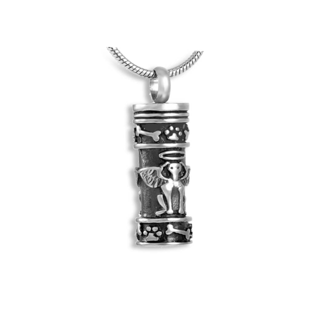 J-628 - Guardian Dog with Paw Prints and Bones - Pendant with Chain
