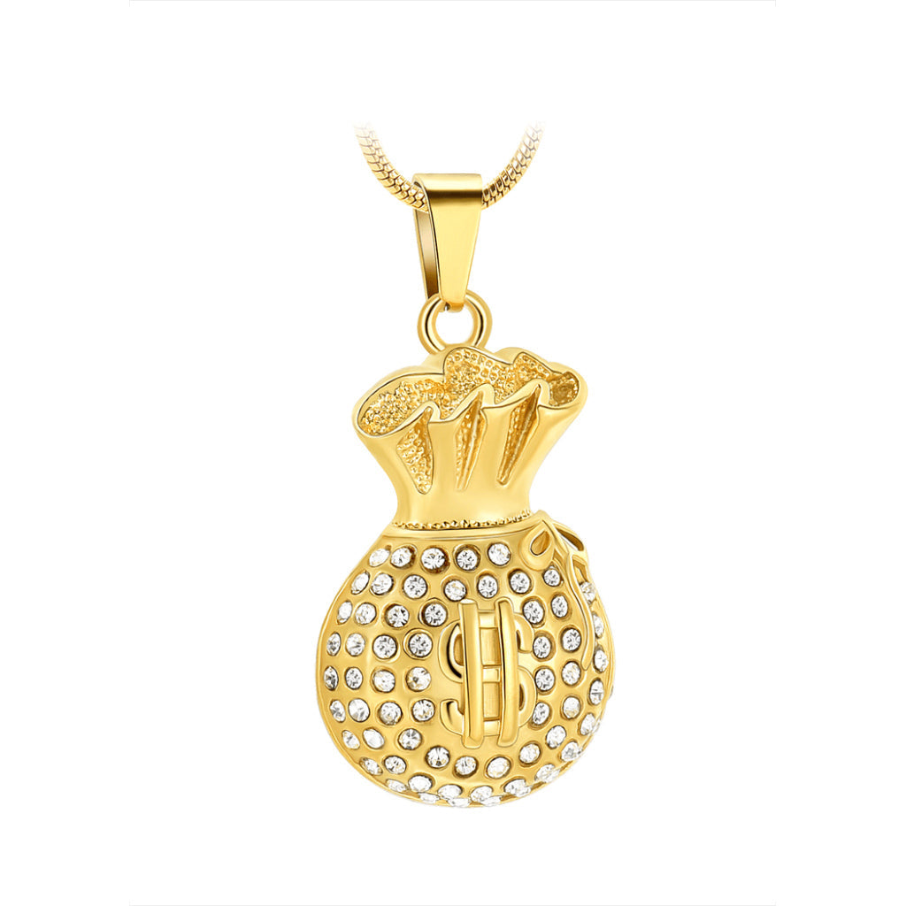 J-998 Bejeweled Money Bag - Pendant with Chain