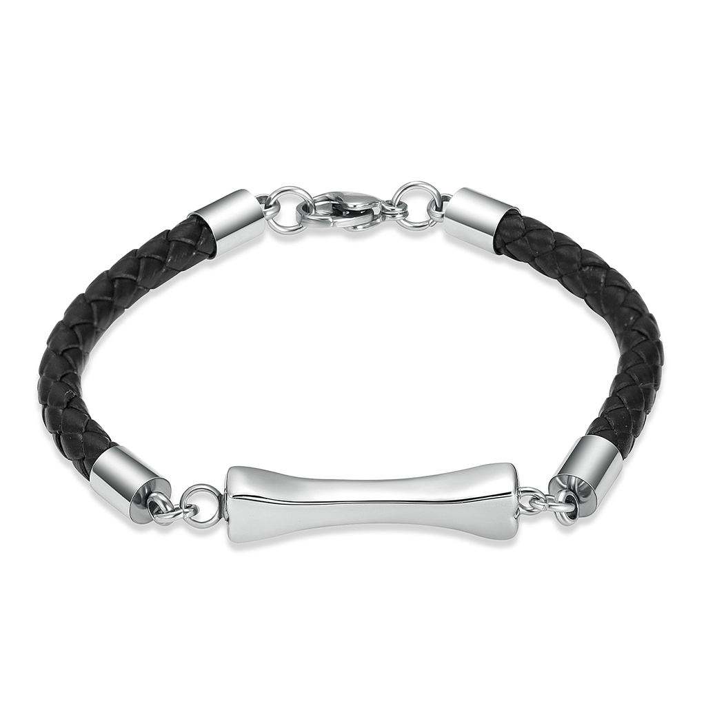 J-BRAC-16 - Black Braided Bracelet with Dog Bone