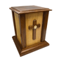SMALL Rustic Wooden Urn -NM-CC2- with Wooden Paw Cross