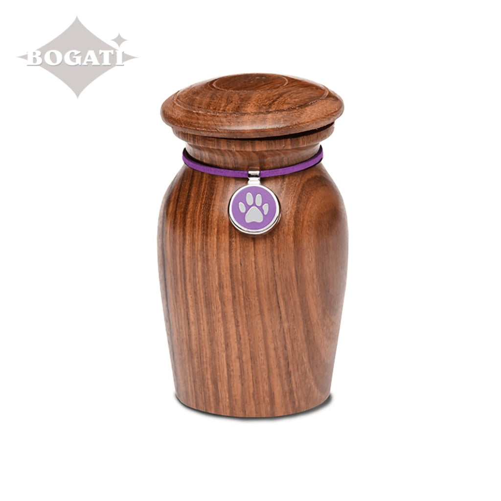 EXTRA SMALL Rosewood Plain Vase -530- with Paw Print Charm