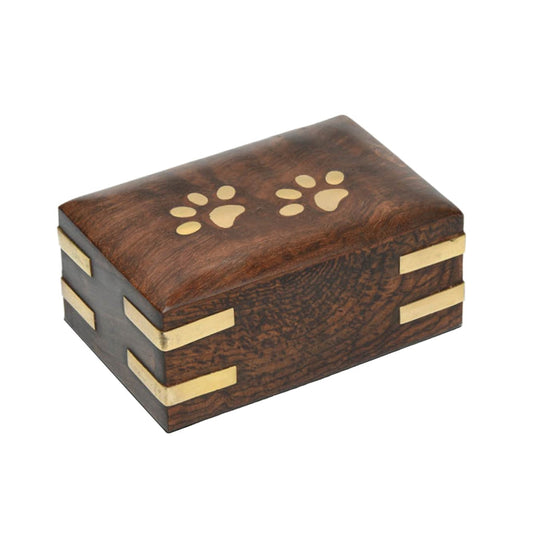 EXTRA SMALL - Rosewood Pet Urn RW-PP with Brass Paws and Corners
