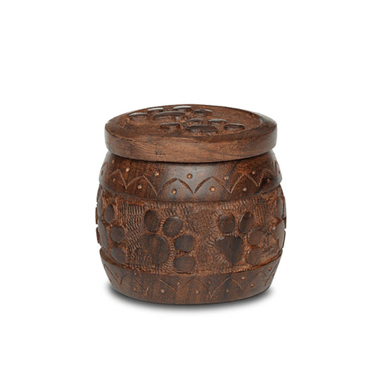 EXTRA SMALL Rosewood “Paw Pot” Urn -WA0017- Hand-Carved Paw Prints