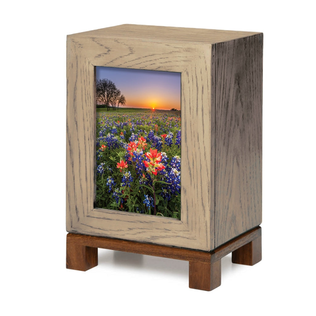 ADULT Rustic Style Photo Frame Urn - Bluebonnets and Wild Paintbrush