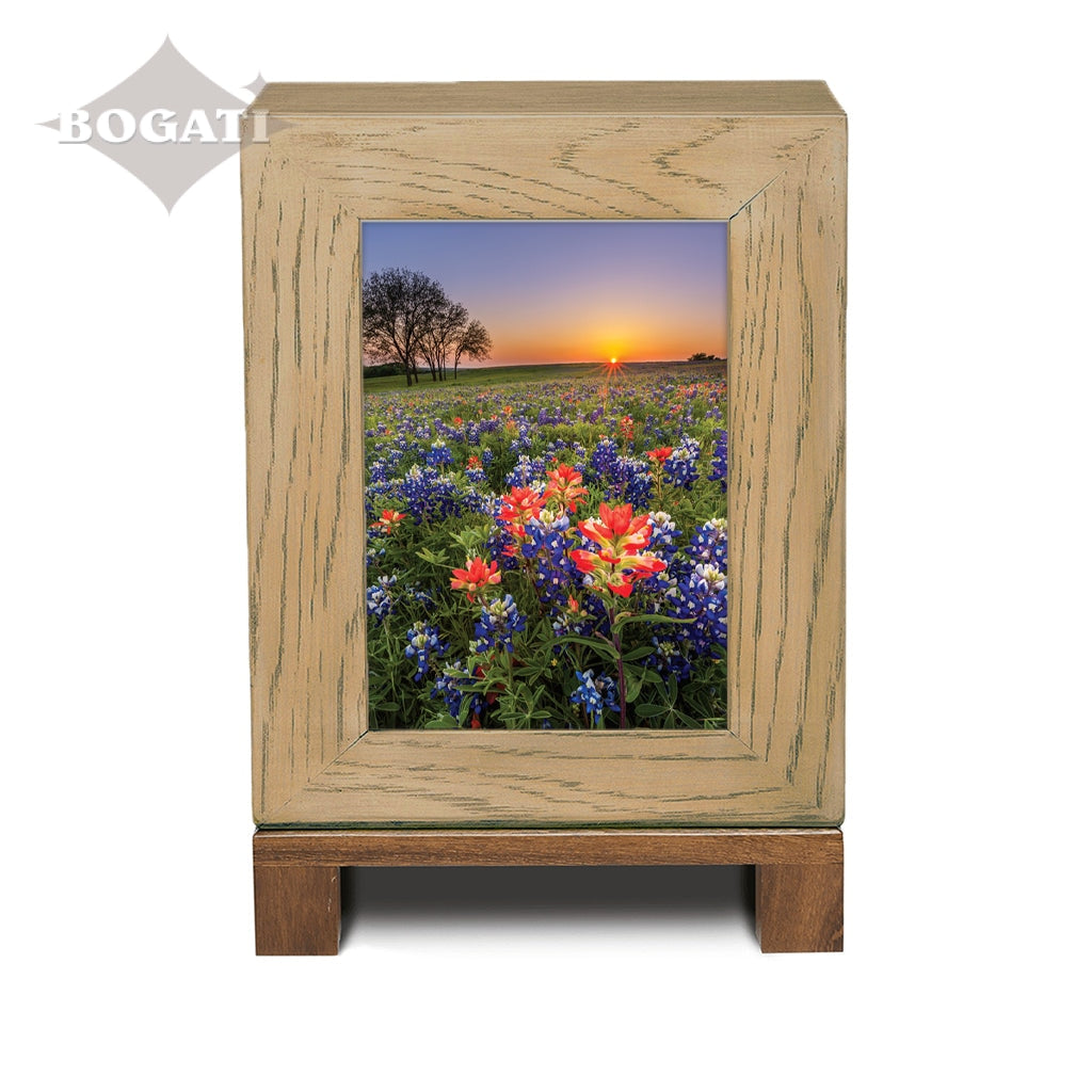 ADULT Rustic Style Photo Frame Urn - Bluebonnets and Wild Paintbrush