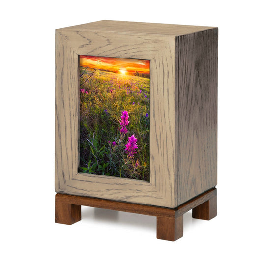 ADULT Rustic Style Photo Frame Urn - Wildflowers Landscape