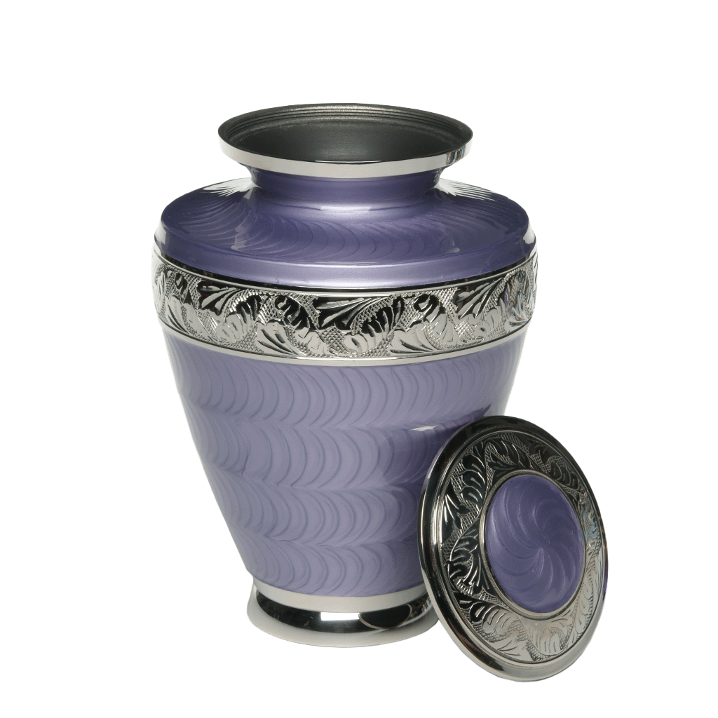 ADULT Brass Urn -1964- Enamel Overlay - Nickel bands