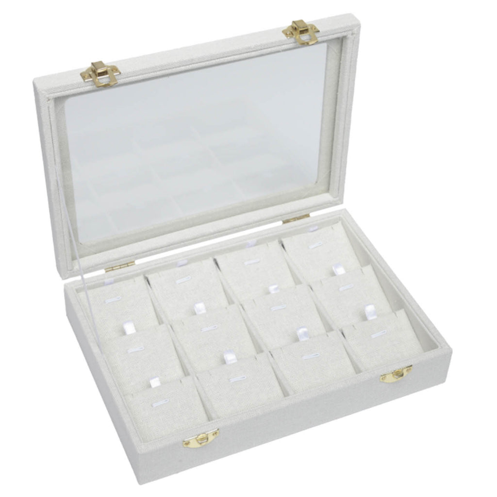 12 Piece Linen Jewelry Case - Off White