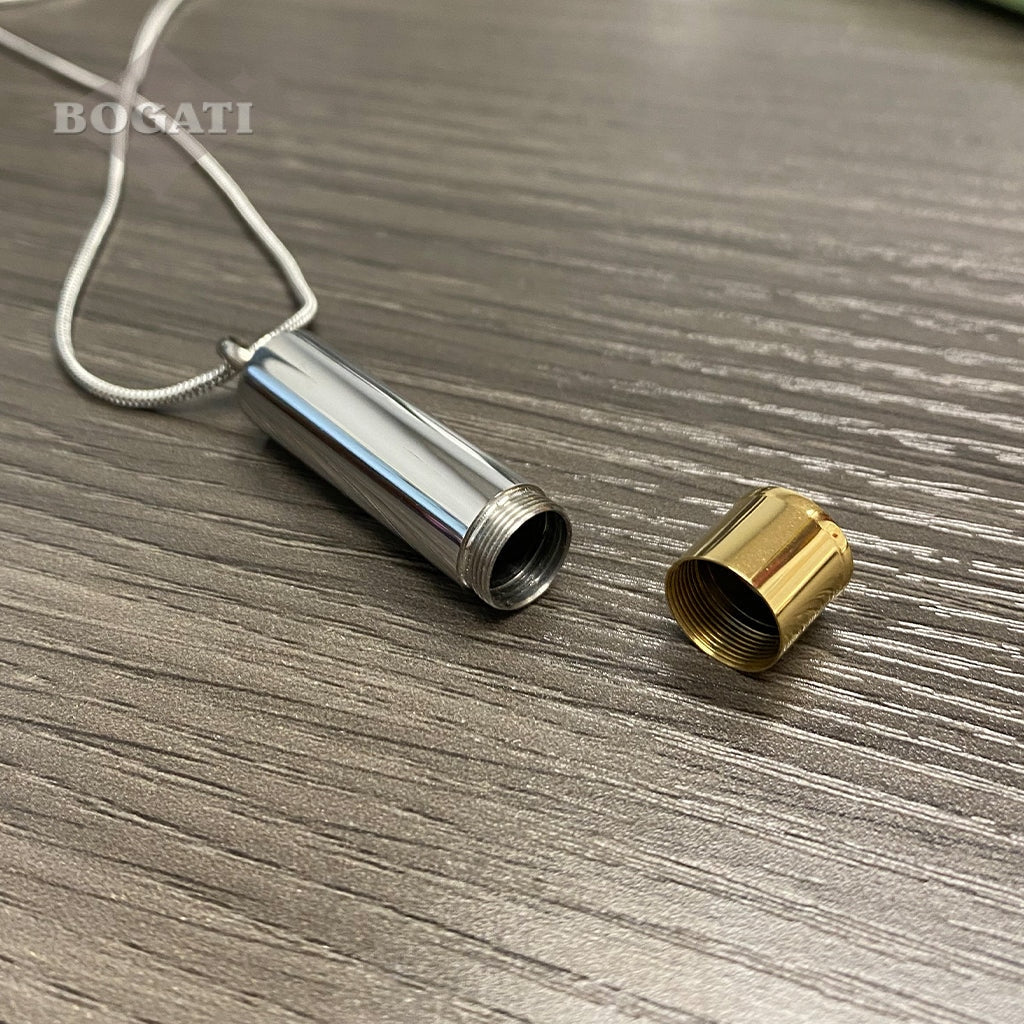 J-1030 - Shotgun Shell - Silver & Gold Tones - Pendant with Chain