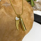 J-204 -  Gold-tone Cylinder with Angel Wing and Mother of Pearl Heart - Pendant with Chain