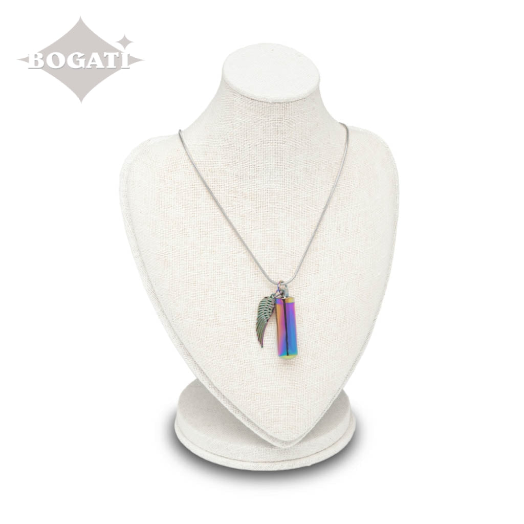 J-207 Rainbow Cylinder with Wing - Pendant with Chain